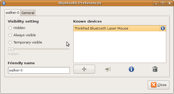 Screenshot of Bluetooth Preferences on Ubuntu