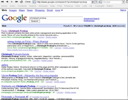 Screenshot von der 1. Google-Suche nach Christoph Prokop