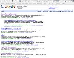 Screenshot von der 2. Google-Suche nach Christoph Prokop