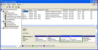 Screenshot von Hidden-NTFS Partition unter Windows