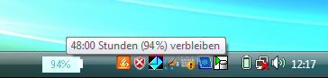 Screenshot von Windows Vista und Akku-Laufzeit